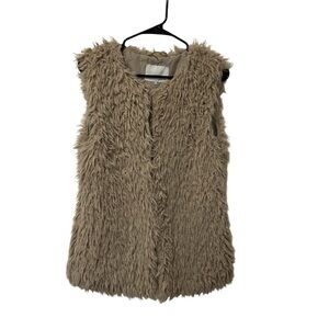 ICHI Tan Faux Fur Vest Size M